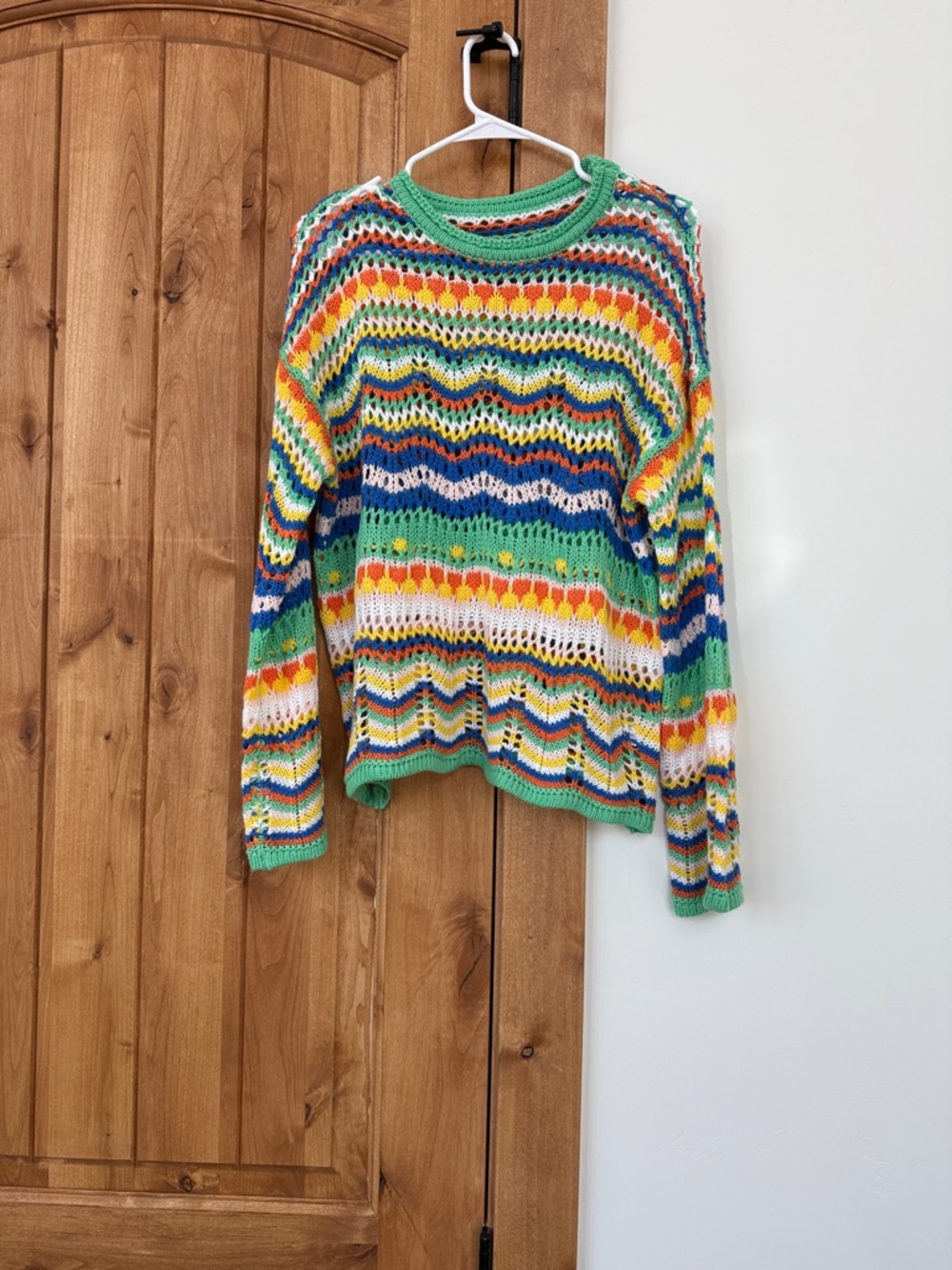 Multi-Color Open-Knit Crewneck Sweater - Women